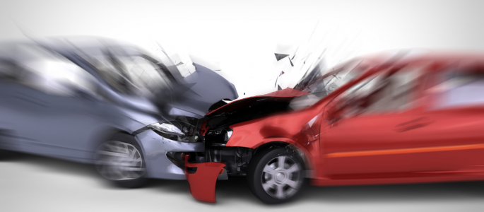 Car crash, head-on collision